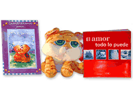 Set de gatito, libro y tarjeta