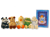 Cinco miniaturas y tarjeta