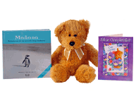 Oso con libro y tarjeta