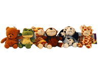 Seis miniaturas juntas con llavero.