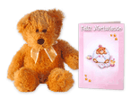 Osito y tarjeta de Nacimiento rosa.
