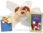 Set de perrito, libro y tarjeta