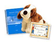 Set de agenda, perro y tarjeta.