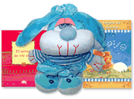 Set de conejo, libro y tarjeta