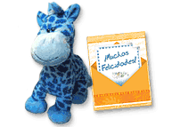 Jirafa color de peluche y tarjeta
