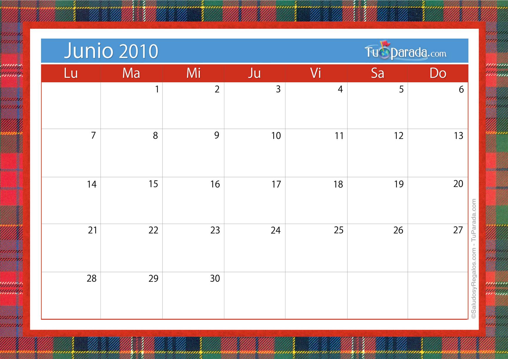 Origen y significado de Calendario Junio 2010