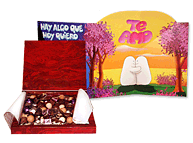 Set de bombones y tarjeta troquelada.