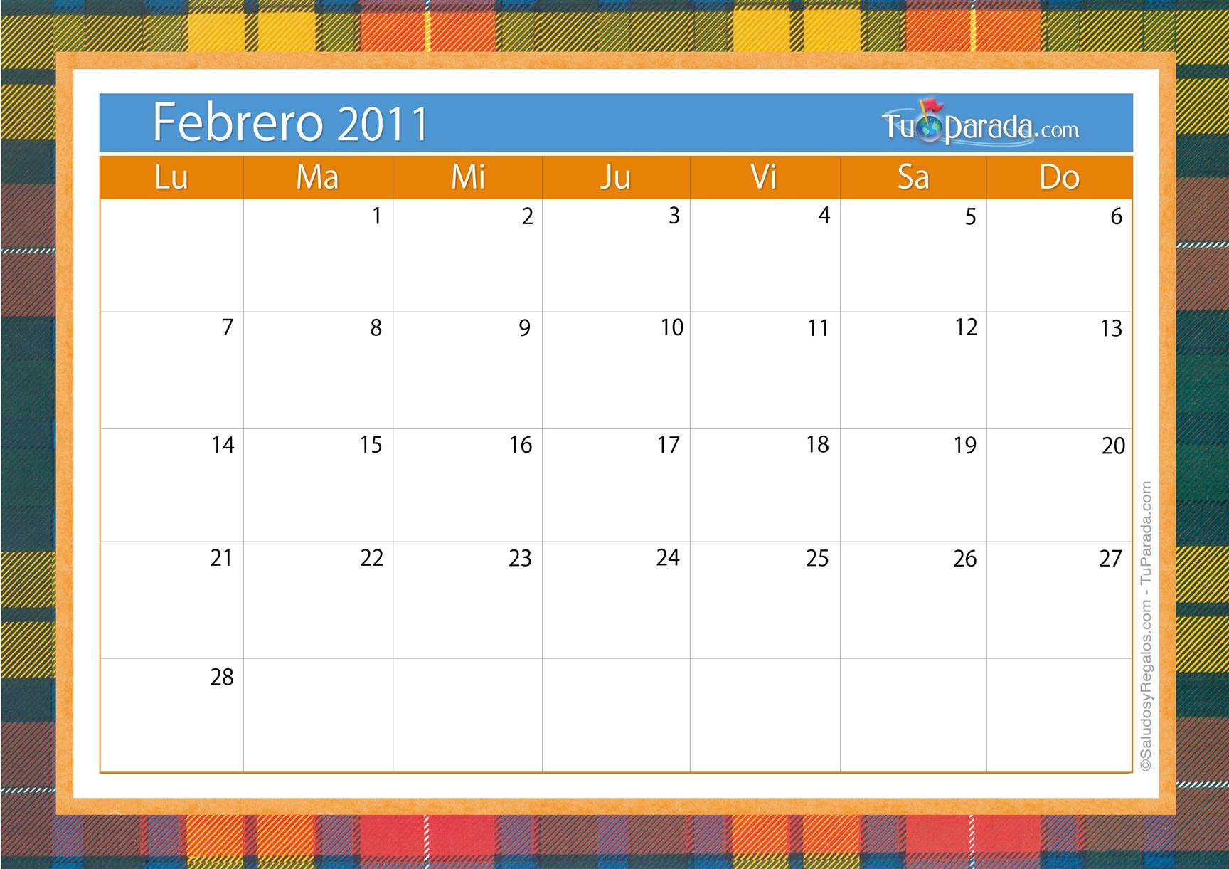 Origen y significado de Calendario Febrero 2011