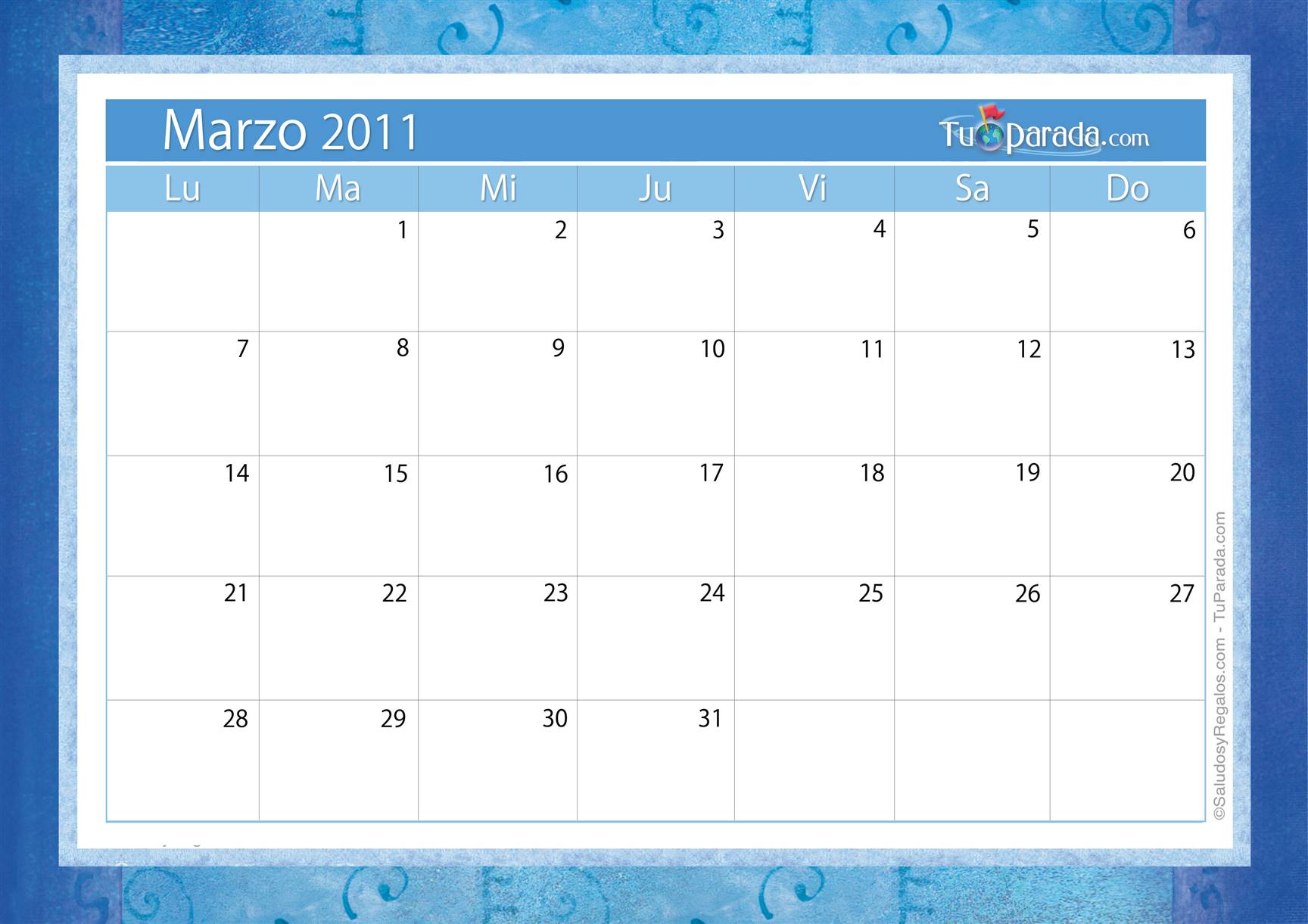 Origen y significado de Calendario Marzo 2011