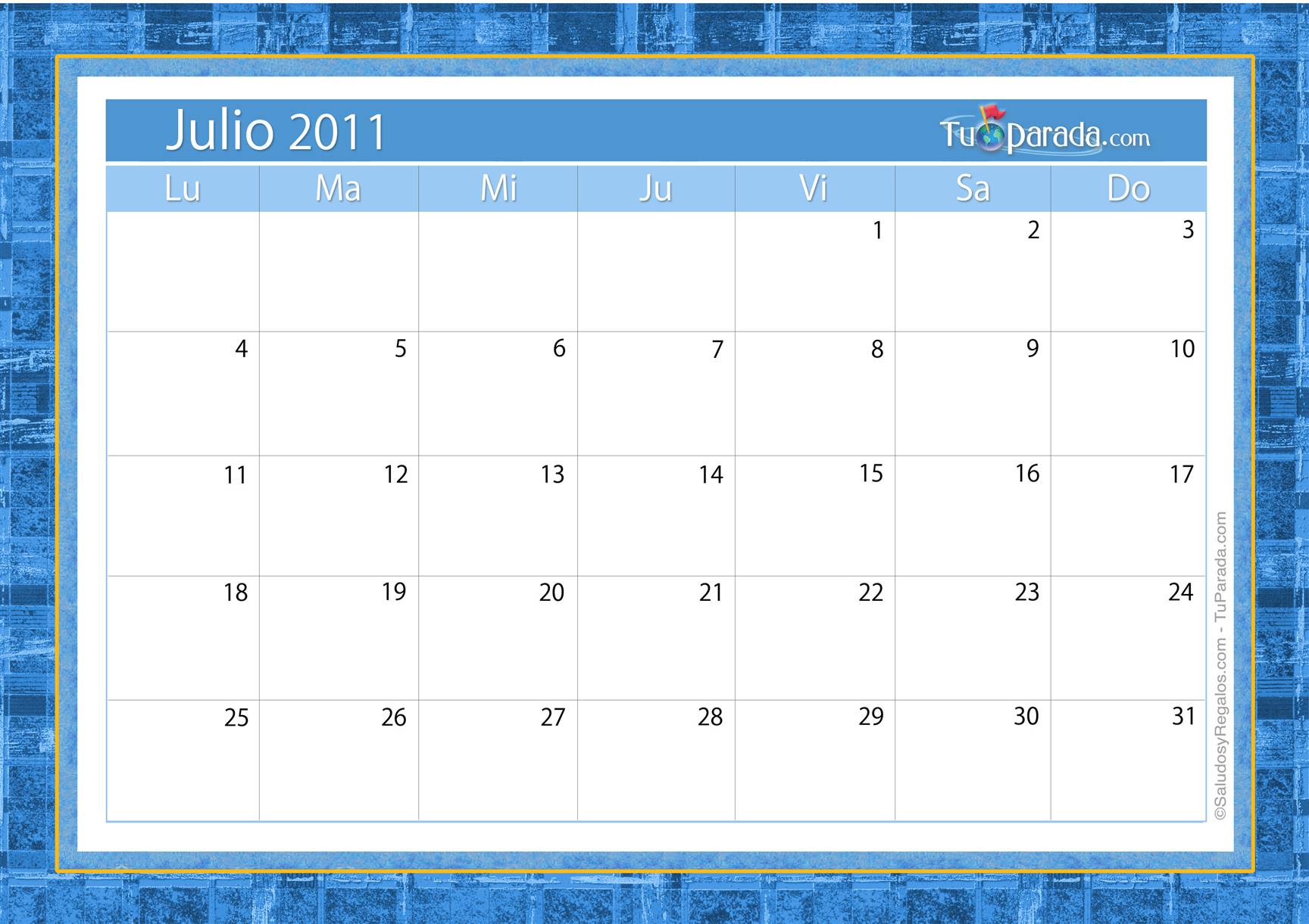 Origen y significado de Calendario Julio 2011