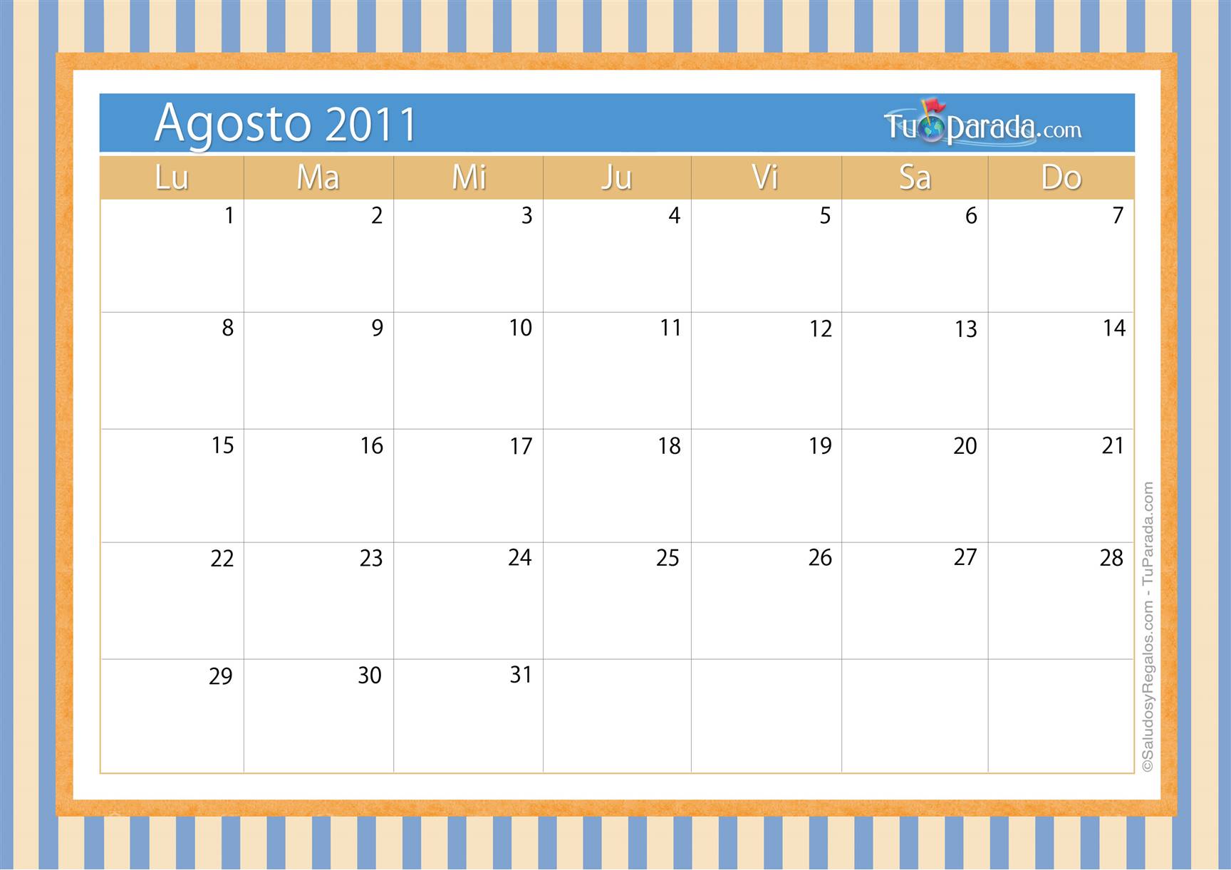 Origen y significado de Calendario Agosto 2011