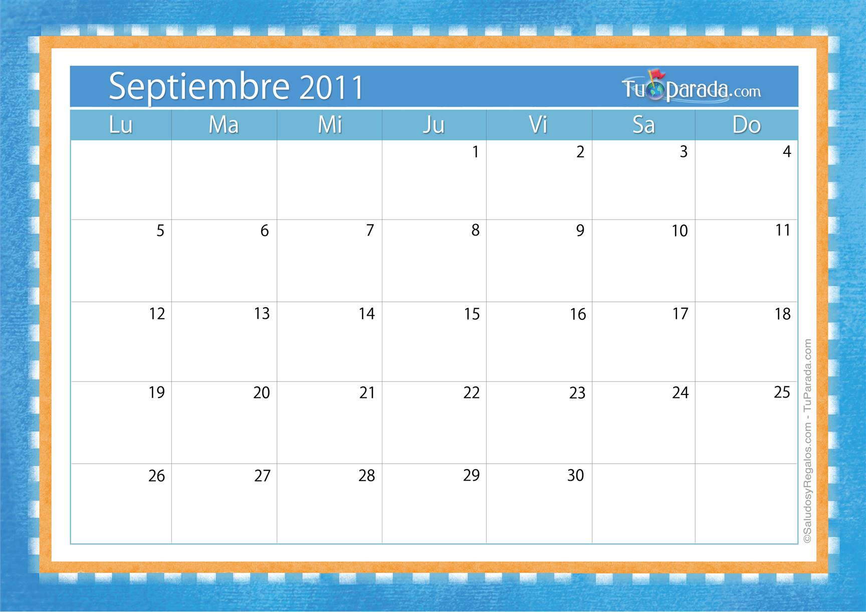 Origen y significado de Calendario Septiembre 2011