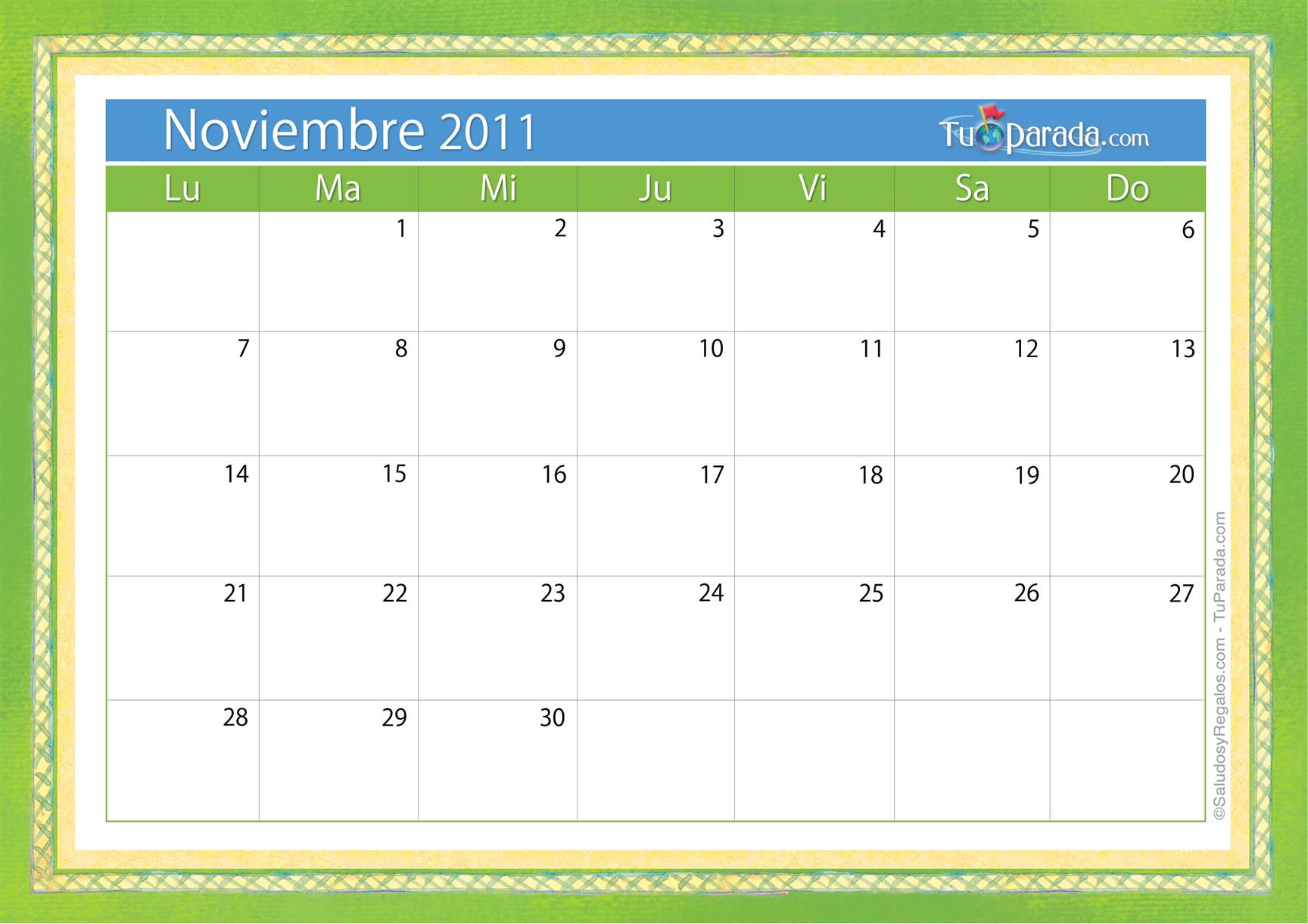 Origen y significado de Calendario Noviembre 2011