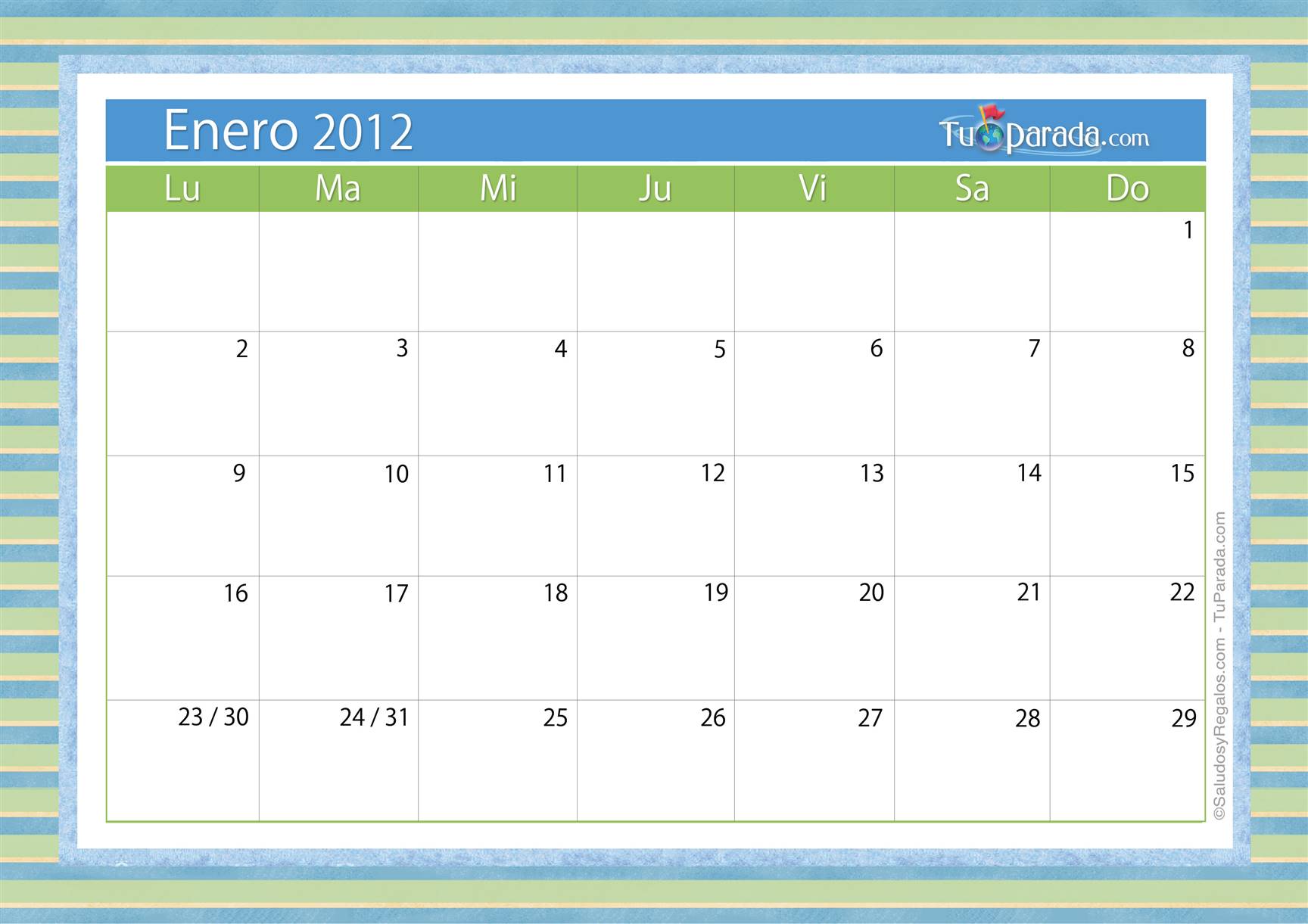 Origen y significado de Calendario Enero 2012