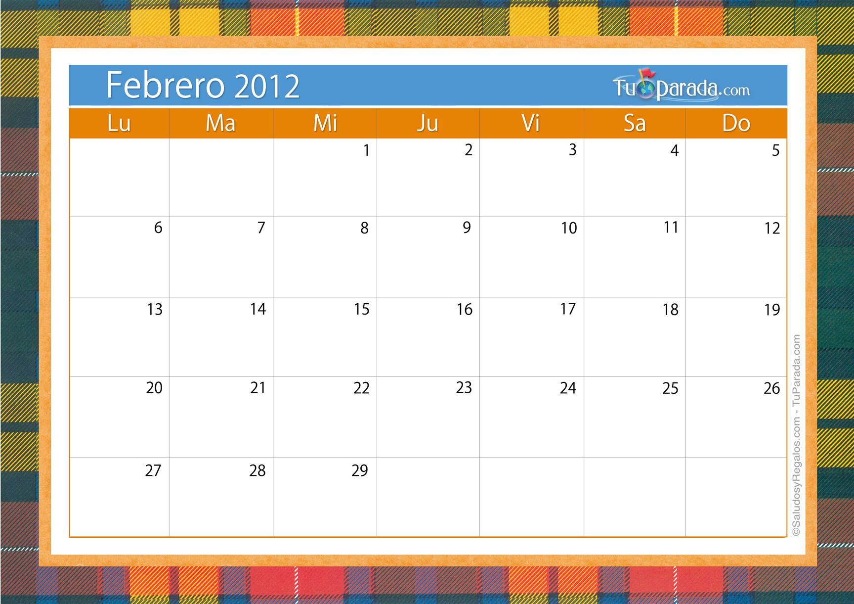 Origen y significado de Calendario Febrero 2012
