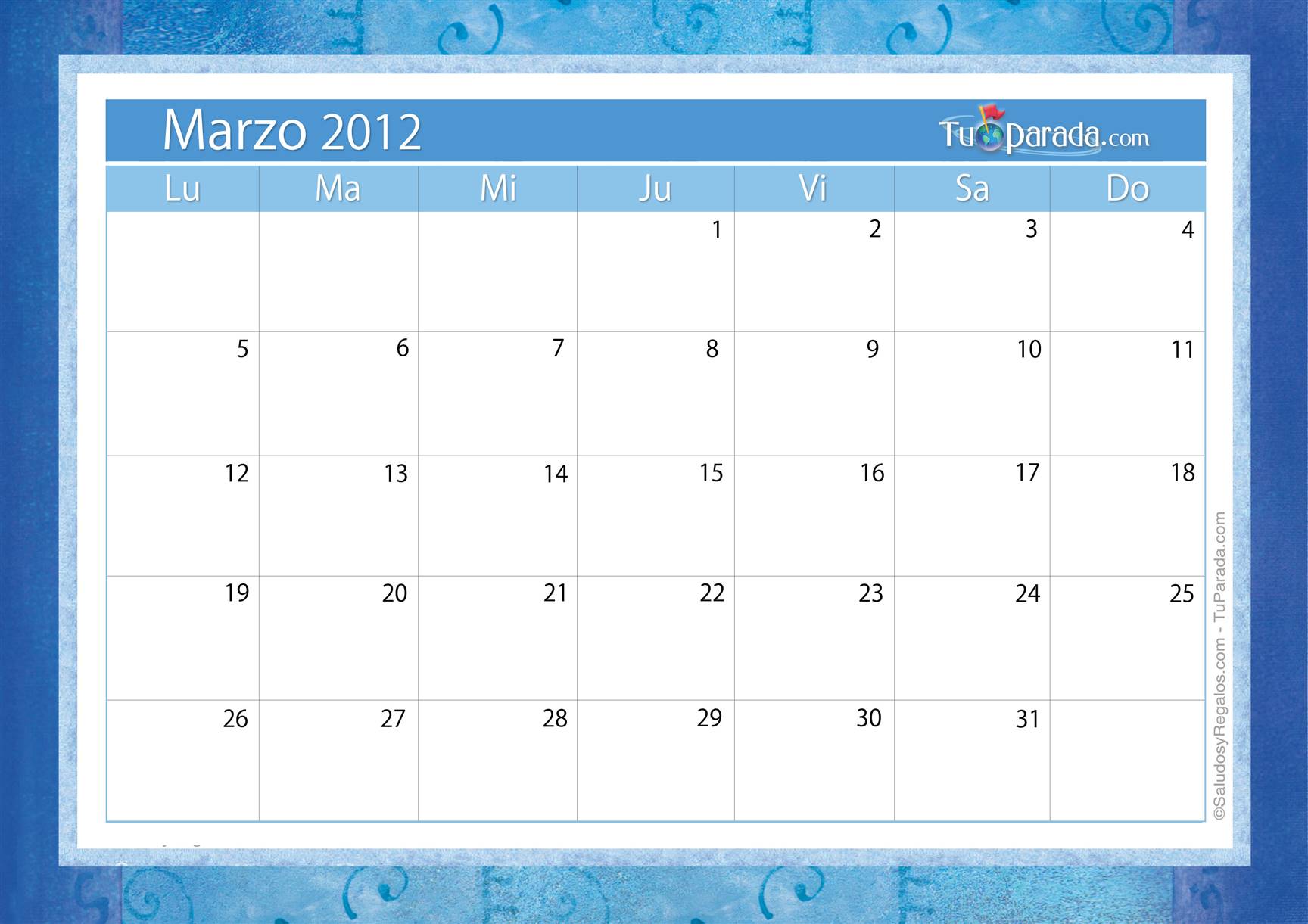 Origen y significado de Calendario Marzo 2012