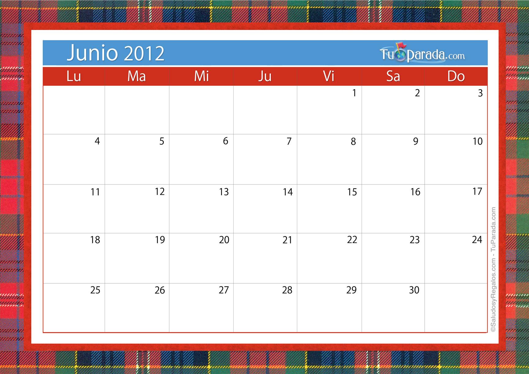 Origen y significado de Calendario Junio 2012