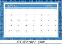 Calendario Julio 2012