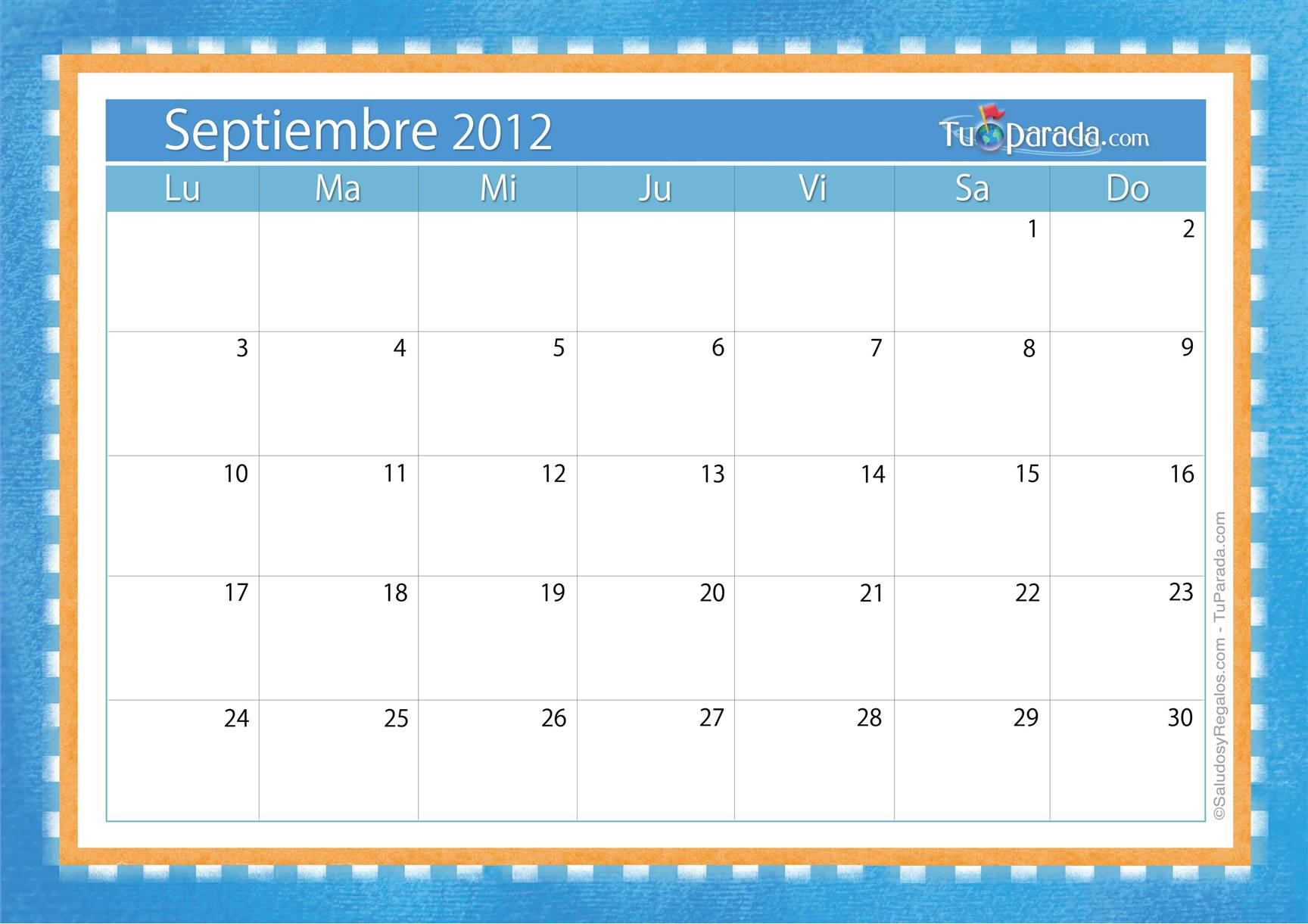 Origen y significado de Calendario Septiembre 2012