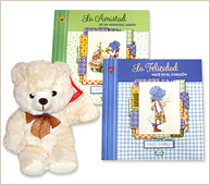 Set de 2 libros y oso de peluche