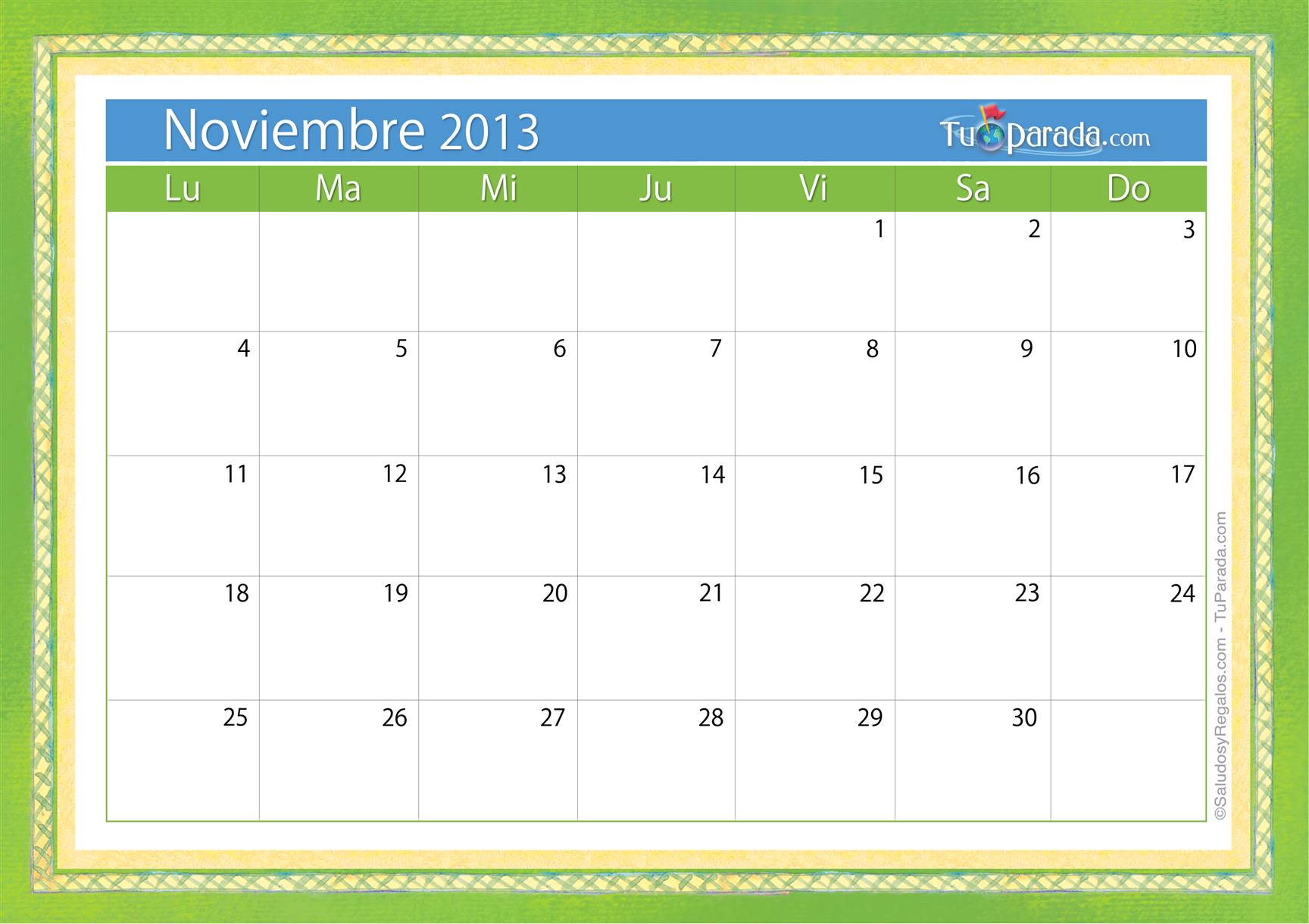 Origen y significado de Calendario noviembre 2013