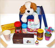 Set de perro, bombones y café.