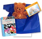Set de oso, agenda y tarjeta.