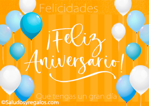 Postal de Feliz Aniversario en naranja