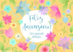 Cartão de aniversário com lindas flores