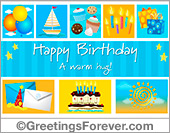 Birthday egreeting with cupcakes in blue