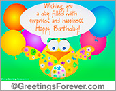 Happy birthday greeting with funny bird