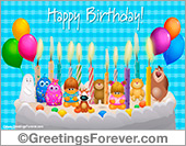 Congratulations with cake and friends