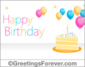 Ecard with festive birthday cake