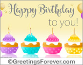 Birthday egreeting with cupcakes