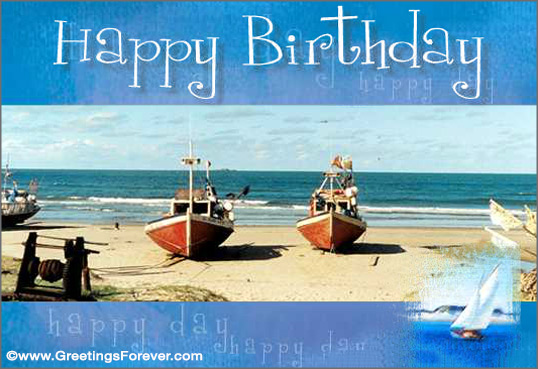 Ecard - Happy birthday with boats
