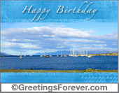 Landscape with boats ecard