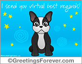 Blue ecard with little dog
