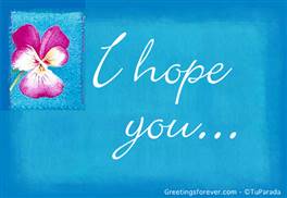 I hope you...