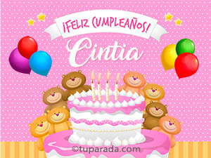 Tarjeta - Cumpleaños de Cintia