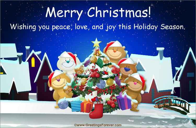 Ecard - Merry Christmas with little bears