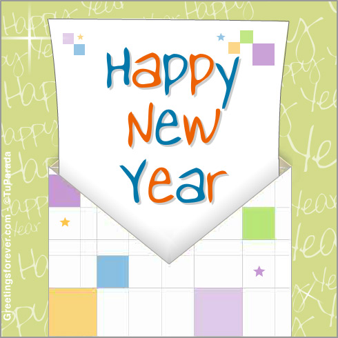 Happy year ecard with envelope