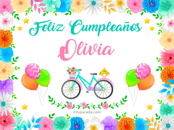 Tarjetas De Cumpleaños Con Nombre Olivia Postales Cumpleaños Olivia