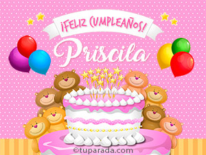 Tarjeta - Cumpleaños de Priscila