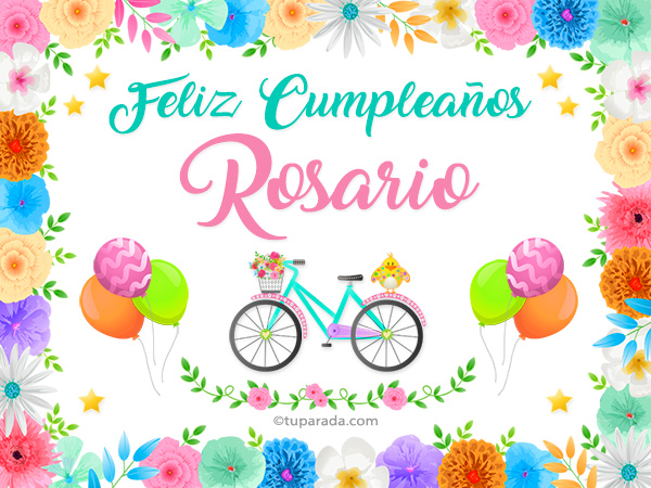 informal Hazlo pesado Dónde Tarjetas de cumpleaños con nombre Rosario, postales cumpleaños Rosario