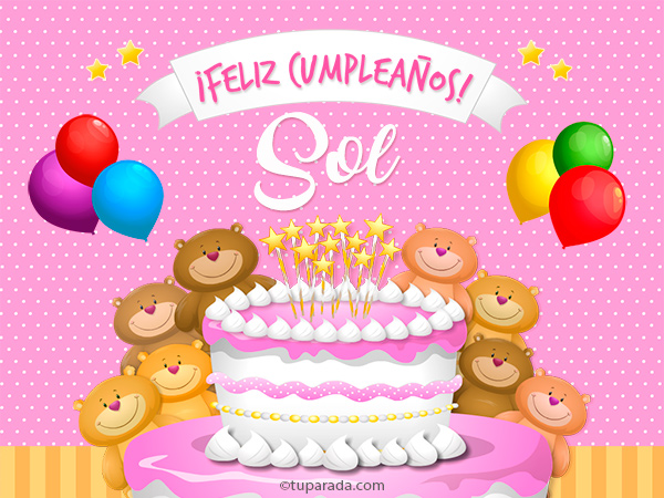 Cumpleaños de Sol, tarjetas de Sol