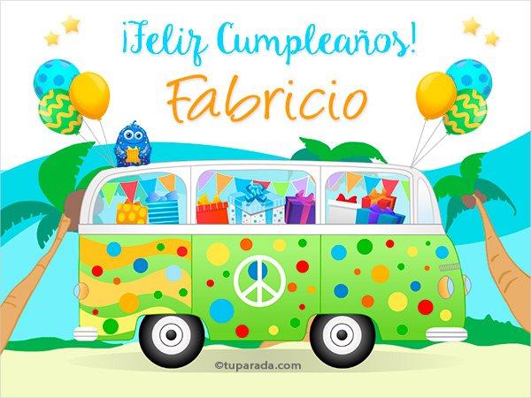 Tarjetas de cumpleaños con nombre Fabricio, postales 