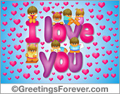 I love you ecard with characters