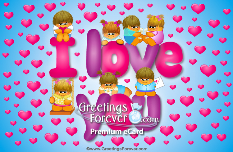 I love you ecard with characters