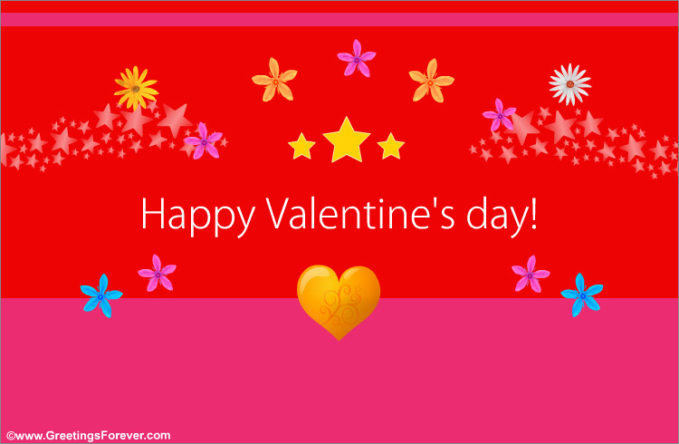 Happy Valentine's day ecard in red