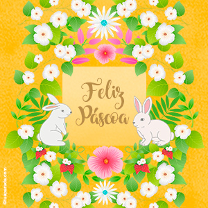 Cartão de Páscoa com votos de paz e felicidade